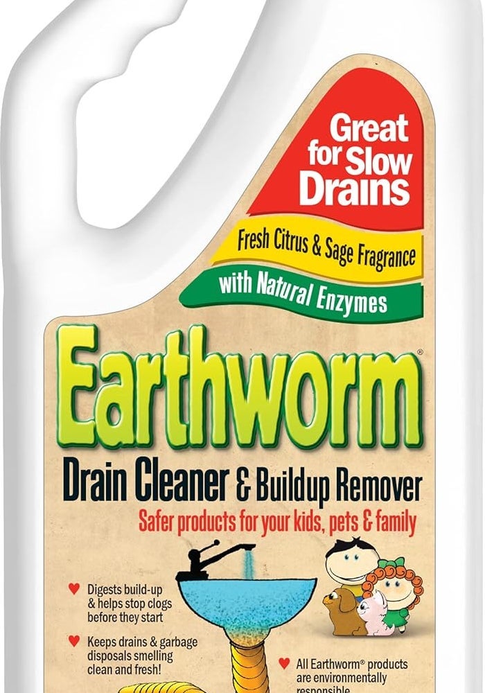Earthworm Family Safe Drain Cleaner with Citrus & Sage Fragrance - 32 Fl. Oz. - Image 1